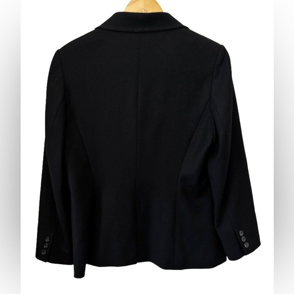 Talbots blk wool blnd 2 buttn lined blzr SZ 10P preppy dk academia office - Picture 3 of 9
